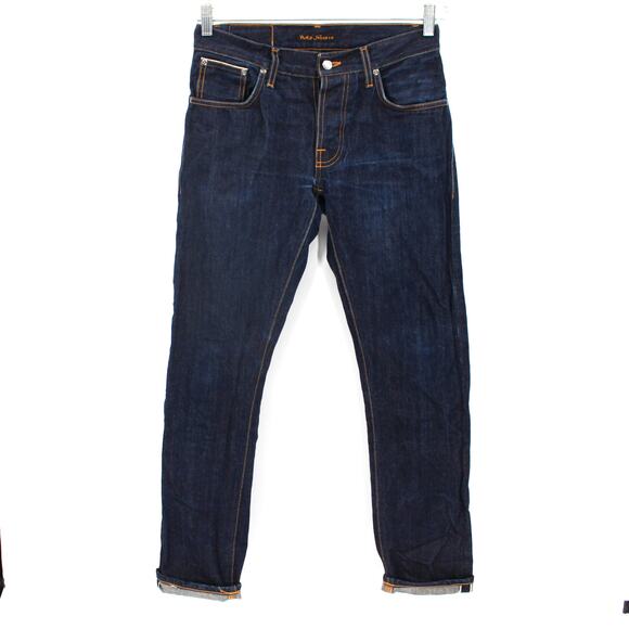 Nudie Jeans Grim Tim Selvage Denim Organic Cotton Slim Straight Leg 30 red line - Picture 1 of 7